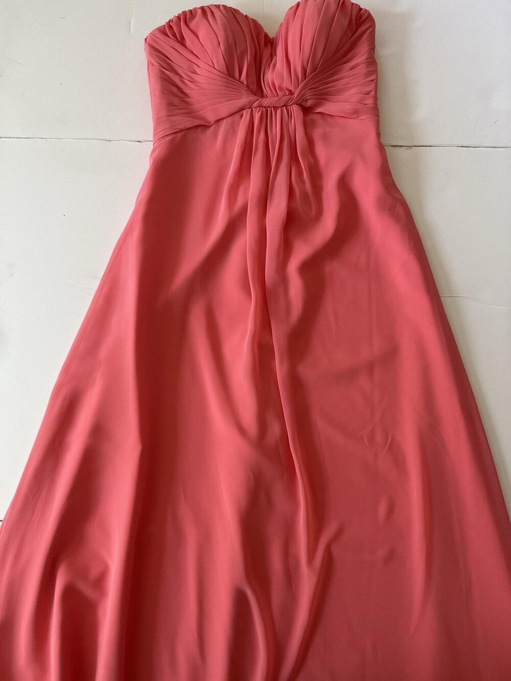 Morilee Dress Womens 12 Pink Strapless Sweetheart Chiffon Maxi Formal Prom Gown